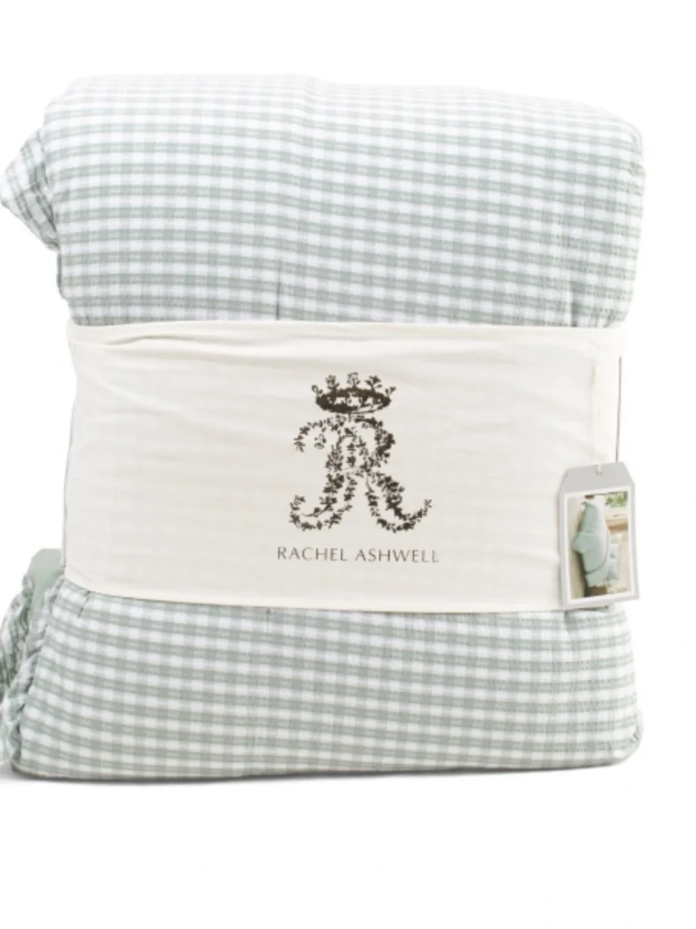 Rachel ASHWELL Sage Green Gingham Bedding Set